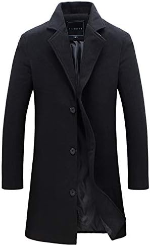 Lende Men's Trench Coat Winter Long Jacket Double Breasted